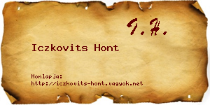 Iczkovits Hont névjegykártya